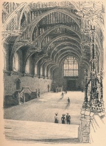 ウェストミンスターホール、ウェストミンスター宮殿、1902年の内部 作： Thomas Robert Way