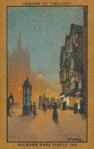 黄昏のロンドン：ホルボーン・バーズ、ステープル・イン（カラーリトグラフ） 作： Thomas Robert Way