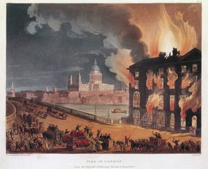「ロンドンの火事」、1791 作： Thomas Rowlandson, Augustus Charles Pugin