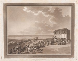 競馬場 ブライトヘルムストーンへの小旅行、1790 年 6 月 1 日、1790 年 6 月 1 日。作成者: Thomas Rowlandson、Samuel Alken。