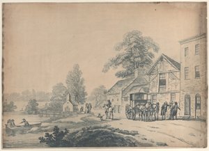 旅館の外のコーチ、1785-90。、1785-90。