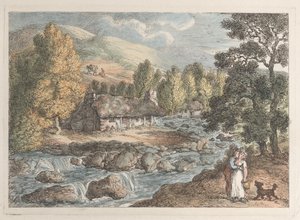 コーンウォールの景色からのコーニッシュの滝、1812., 1812. 作： Thomas Rowlandson