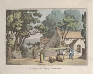コーンウォール公国のコテージ、「自然からのスケッチ」、1822 年、1822 年。 作： Thomas Rowlandson