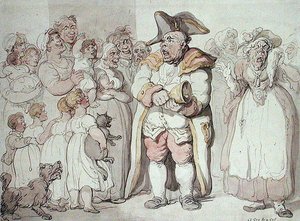 A Cry for a Cat（紙にペンとインクと水彩画） 作： Thomas Rowlandson