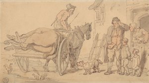ナッカーのカートに乗った死んだ馬 作： Thomas Rowlandson