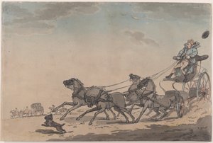 フォーインハンド、または暴走馬車、1791-93。、1791-93。 作： Thomas Rowlandson