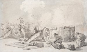 行動するフランス砲兵師団（水彩画） 作： Thomas Rowlandson
