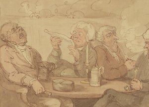 紳士クラブ（紙にインクとトイレ） 作： Thomas Rowlandson