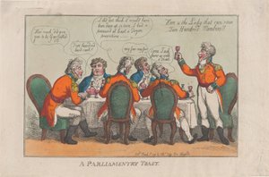 議会乾杯、1809 年 3 月 2 日、1809 年 3 月 2 日。 作： Thomas Rowlandson