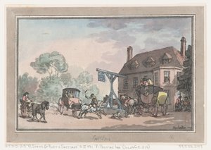 ポスティング・イン、1787年、1787年。 作： Thomas Rowlandson