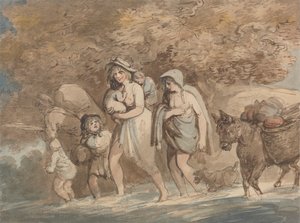 市場から帰ってきた陶工 作： Thomas Rowlandson