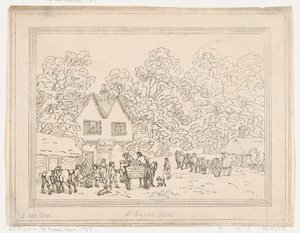 農村の停止、1787年、1787年。 作： Thomas Rowlandson
