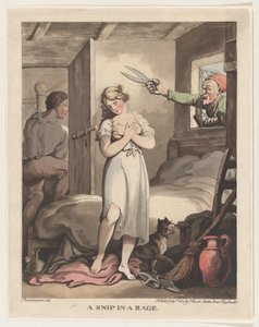A Snip in a Rage、1802 年 7 月 1 日、1802 年 7 月 1 日。 作： Thomas Rowlandson