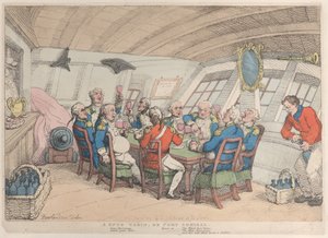 居心地の良いキャビン、または港提督、1808 年 6 月 21 日、1808 年 6 月 21 日。 作： Thomas Rowlandson