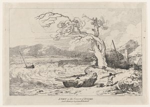 サセックスの海岸の眺め、1785 年 10 月 1 日、1785 年 10 月 1 日。 作： Thomas Rowlandson