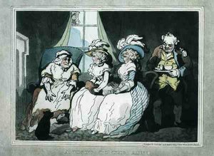 フランシス・ジュークス（1747-1812）のアクアチントによる「おばさんへの訪問」、E.ジャクソンの出版物 作： Thomas Rowlandson