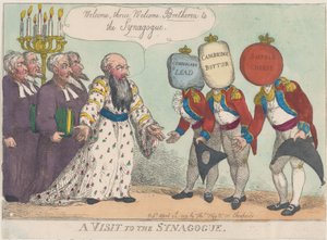 シナゴーグへの訪問、1809 年 4 月 28 日、1809 年 4 月 28 日。 作： Thomas Rowlandson