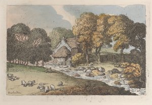 水路、コーンウォールの景色、1812年、1812年より。 作： Thomas Rowlandson