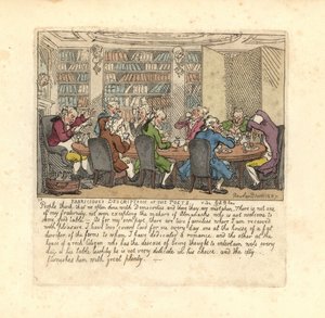 作家たちが金持ちの市民の家で食事をしている。 作： Thomas Rowlandson