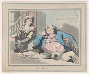 夕食後、1790年。 作： Thomas Rowlandson