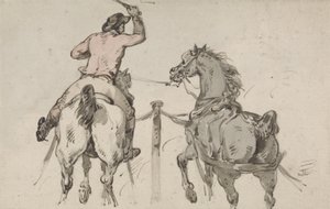英語のポスティリオン、1785年頃（グラファイト、ペン、インク、紙にw - c） 作： Thomas Rowlandson