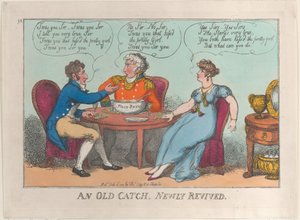 昔のキャッチボールが新たに蘇った！1809年7月18日。 作： Thomas Rowlandson