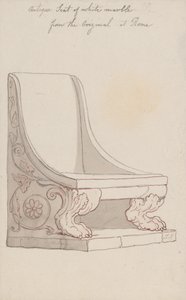ローマにある原作品に基づく、白大理石製のアンティークの椅子 作： Thomas Rowlandson
