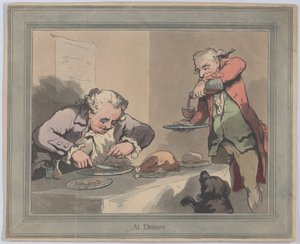 夕食時、1790 ., 1790 . 作： Thomas Rowlandson