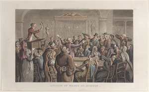 アヴィニョンでの遺物のオークション、南部地方の感傷的な旅のジャーナルから...、1821年。 作： Thomas Rowlandson