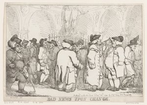 Bad News On Change、1794 年 12 月 28 日、1794 年 12 月 28 日。 作： Thomas Rowlandson