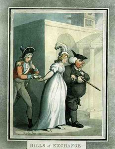ルドルフ・アッカーマン著「為替手形」。 作： Thomas Rowlandson