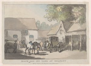 ベルフォントのブラックドッグインヤード、1785-87。、1785-87。 作： Thomas Rowlandson