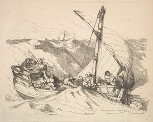 海の嵐の中のボート、1784-88。 作： Thomas Rowlandson