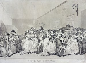 パブ、ヘンリーウィグステッド（c.1745-93）のデザインからRowlandsonがエッチングしたボックスロビーラウンジ。ジョンラファエルスミス作、1786年（セピアエッチング） 作： Thomas Rowlandson