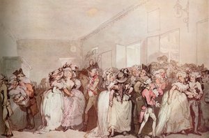 「1785 年のボックス ロビー ラウンジャー」、c1785 作： Thomas Rowlandson