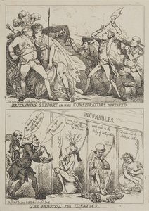 ブリタニアの支援か、それとも陰謀者たちの敗北か ― 精神病院 作： Thomas Rowlandson