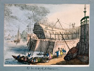 ブランズウィック ドック、ブラックウォール、ロンドン、1806 作： Thomas Rowlandson