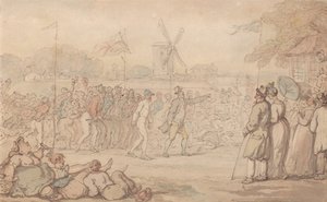 キャプテンバークレイのラリーマッチ-フィニッシュ 作： Thomas Rowlandson