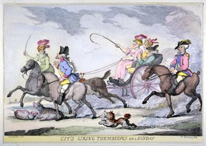 1809年、日曜日に放映されるCits 作： Thomas Rowlandson
