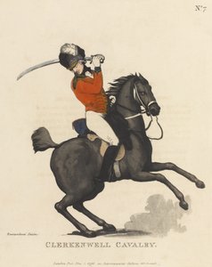 クラーケンウェル騎兵隊、1799年頃（アクアチント色） 作： Thomas Rowlandson