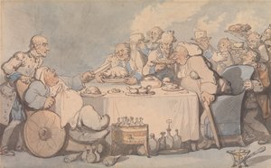 「バスの至福：夕食を囲む痛風持ちの美食家たち」