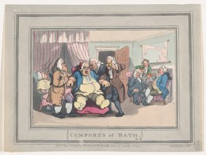Comforts of Bath、プレート 1、1798 年 1 月 6 日、1798 年 1 月 6 日。 作： Thomas Rowlandson