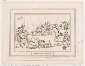 風呂の快適さ、プレート9、1798年1月6日、1798年1月6日。 作： Thomas Rowlandson