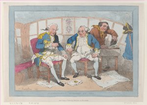 Commanders Engaged at Sea、[1785]、1802 年 7 月 1 日に再発行。[1785]、1802 年 7 月 1 日に再発行。 作： Thomas Rowlandson