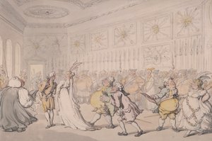 ロンドンのセント・ジェームズ宮殿、守衛室を通過する廷臣、c1808