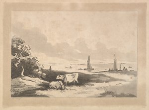 牛と海景、1783-89年。 作： Thomas Rowlandson