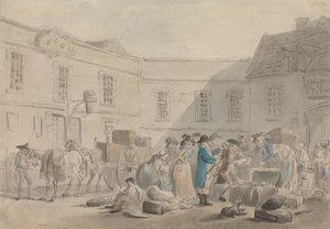 ブローニュの税関 作： Thomas Rowlandson