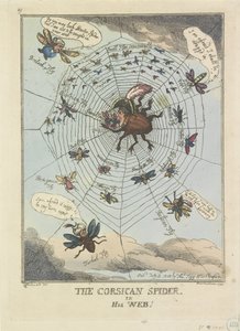網にかかるコルシカ島のクモ、1808 年 コルシカ島のクモ、彼の Web で! (アイテムのタイトル) 作： Thomas Rowlandson