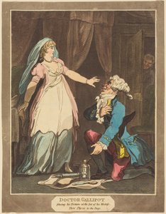 ガリポット博士が、愛人の足元に「フォーチュン」を捧げる 作： Thomas Rowlandson