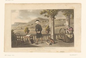 ドクター・シンタックスは、風景の中に現れた行列をじっと見つめている 作： Thomas Rowlandson